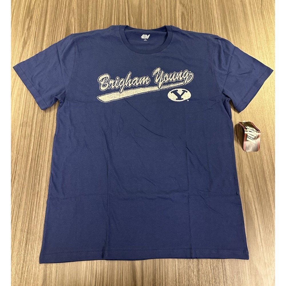 Brand New 4th and 1 NCAA BYU Cougars T-shirt Large Brigham Young Blue